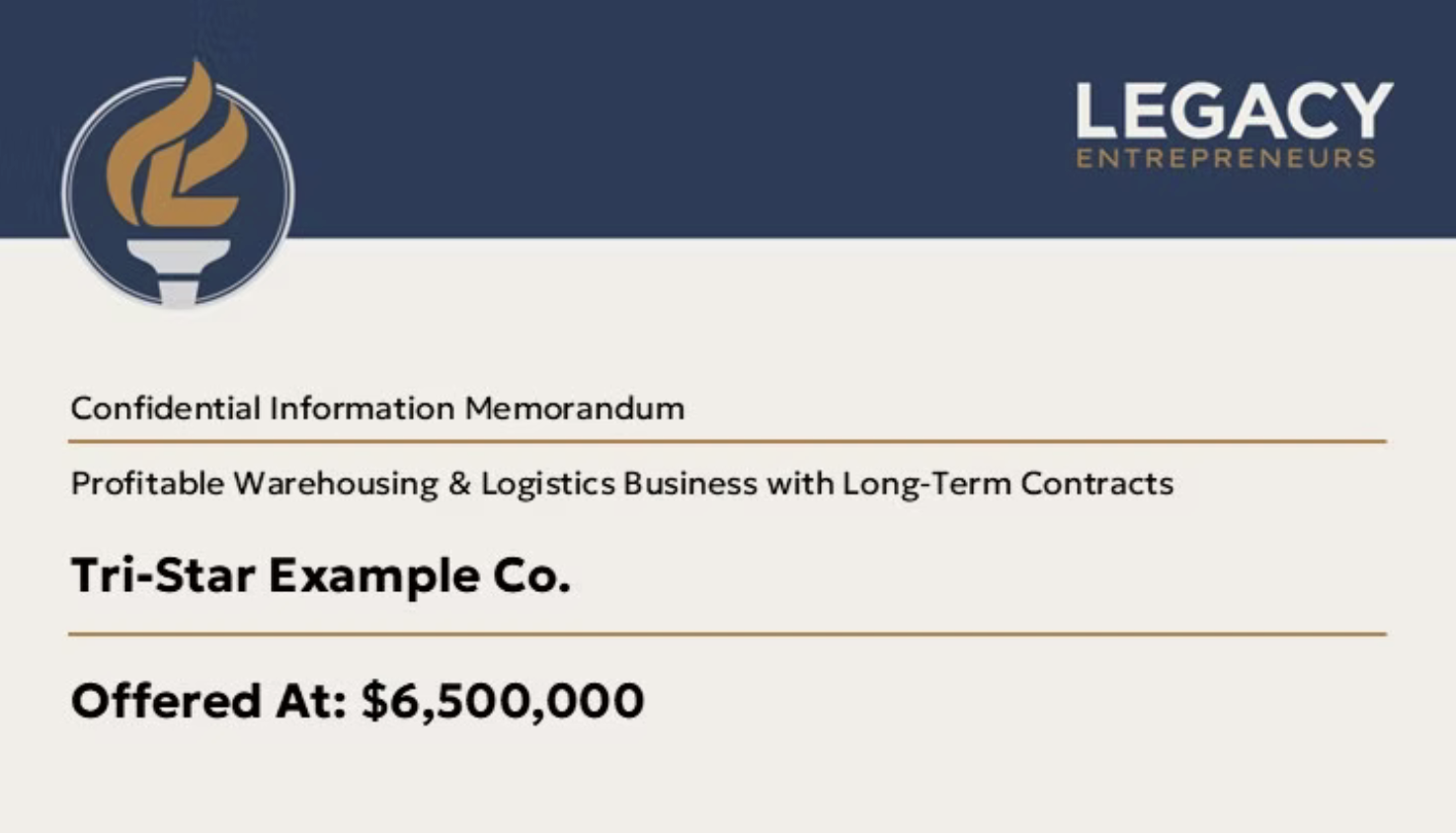An image of the top half of an example confidential information memorandum.